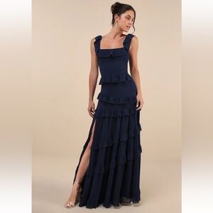 Lulu's Midnight Blue Tiered Maxi Dress